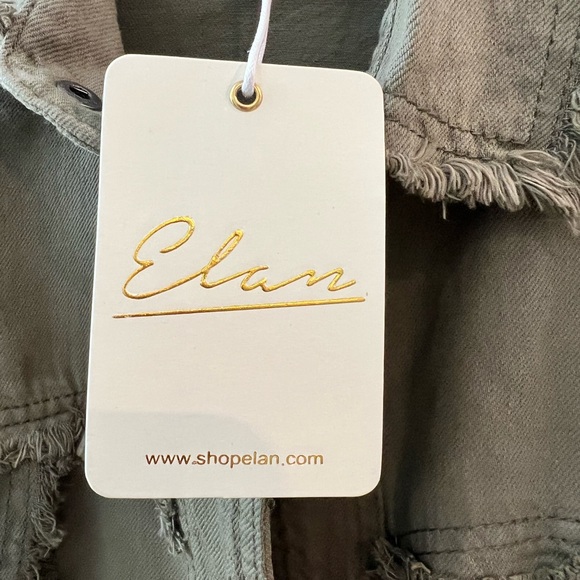 Elan Olive Frayed Shacket (shirt jacket) oversized small. PTP 26 L 28/29 NWT - Picture 4 of 6